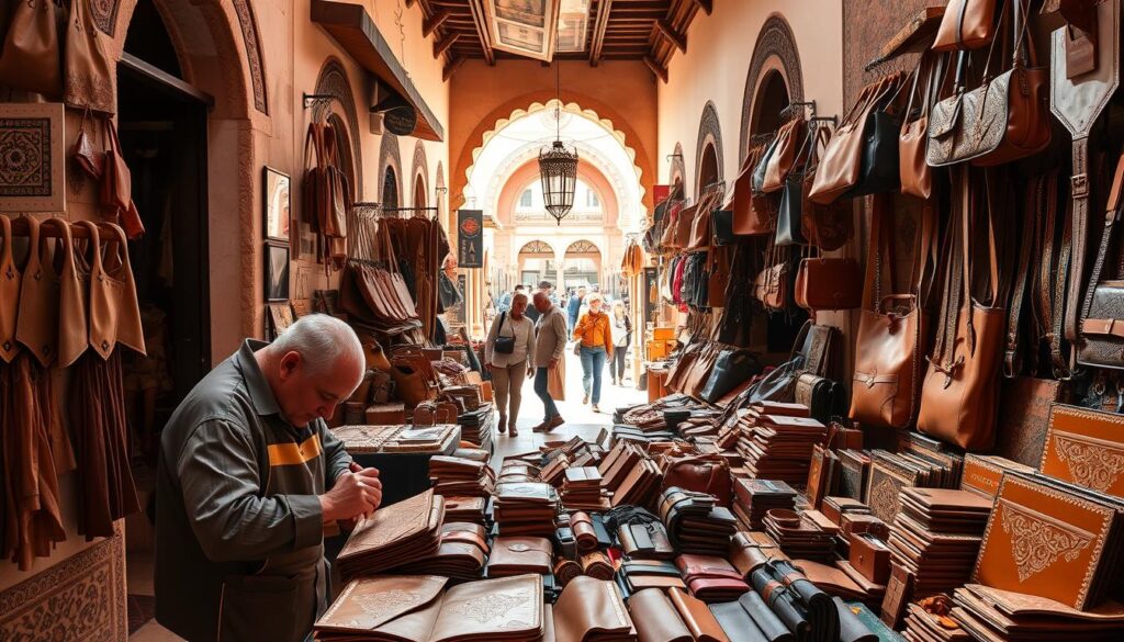 Moroccan Leather Goods in Marrakech Souks